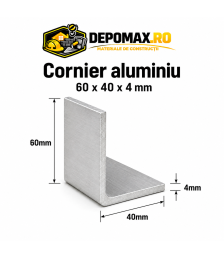Cornier aluminiu 60 x 40 x 4 mm, 6 metri (EN AW-6060)